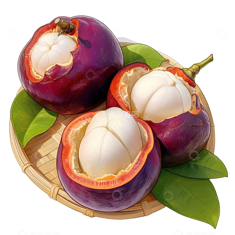 高清大图下载【趣麦麦图】卡通手绘水果山竹