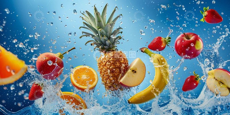 高清大图下载【趣麦麦图】夏天创意水果实物背景