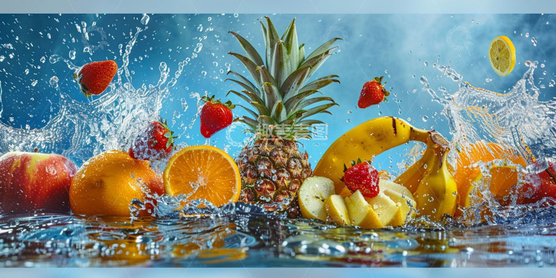 高清大图下载【趣麦麦图】冰爽新鲜水果背景