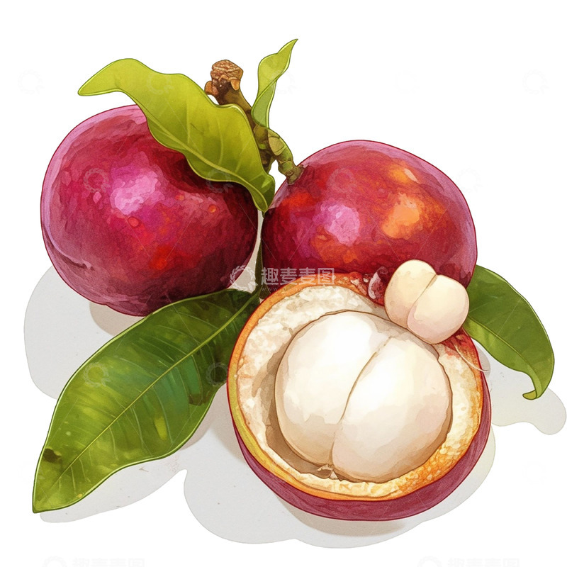 高清大图下载【趣麦麦图】手绘夏天水果山竹