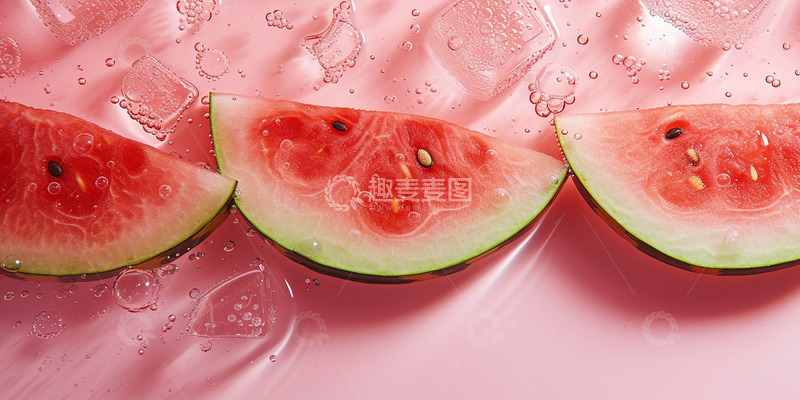 高清大图下载【趣麦麦图】夏天西瓜冰块清新背景