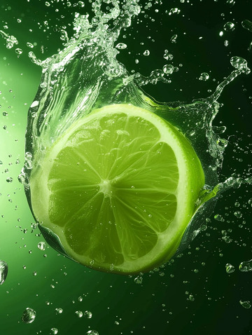 新鲜青柠水花背景