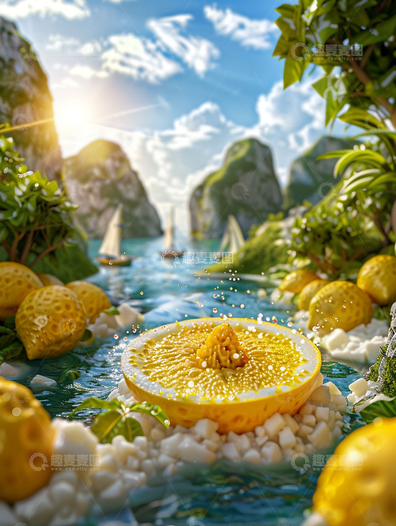 高清大图下载【趣麦麦图】夏天百香果微缩景观