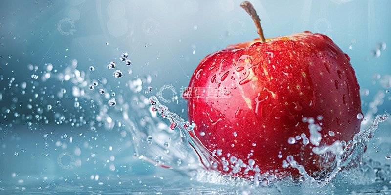 高清大图下载【趣麦麦图】红色苹果水花背景