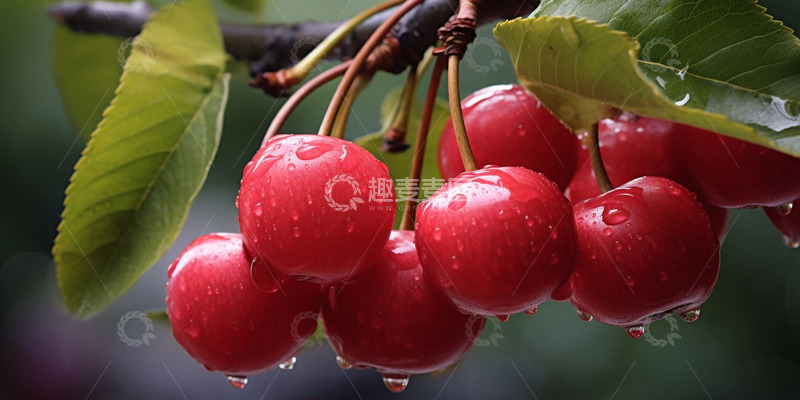 高清大图下载【趣麦麦图】-雨水樱桃水果背景