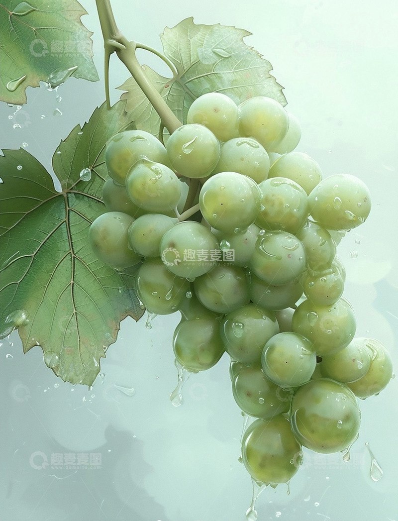 高清大图下载【趣麦麦图】新鲜绿色葡萄背景