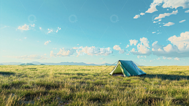高清大图下载【趣麦麦图】草原蓝天白云帐篷风景壁纸