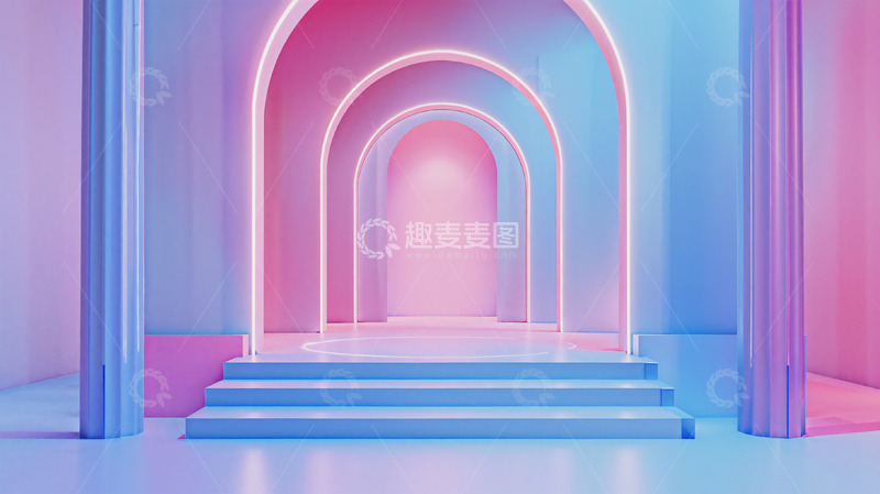 高清大图下载【趣麦麦图】渐变展台阶梯走廊背景壁纸