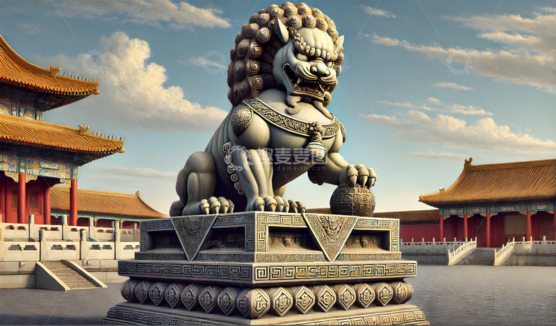 高清大图下载【趣麦麦图】故宫石狮AI摄影图素材