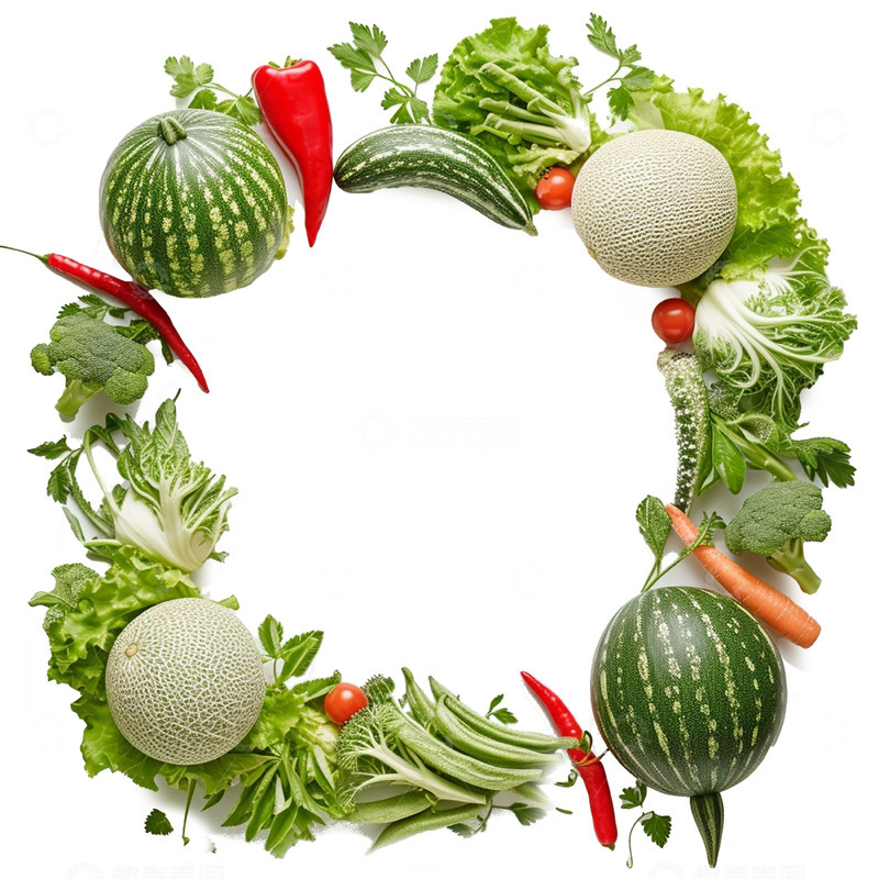高清大图下载【趣麦麦图】新鲜圆形绿色果蔬