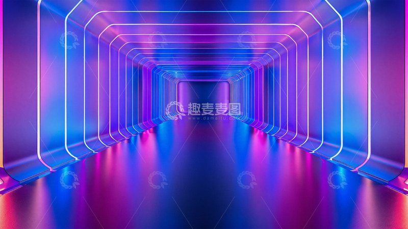 高清大图下载【趣麦麦图】渐变隧道通道科技背景壁纸