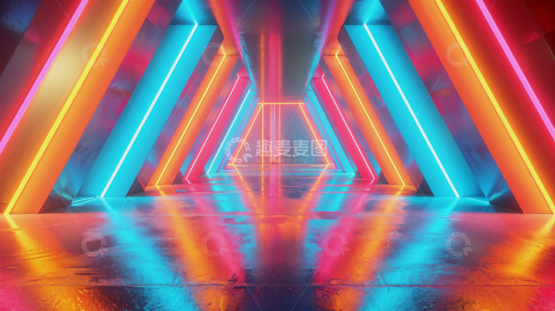 高清大图下载【趣麦麦图】通道走廊彩色背景壁纸