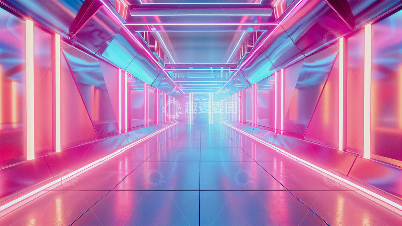 高清大图下载【趣麦麦图】科技镭射走廊背景壁纸