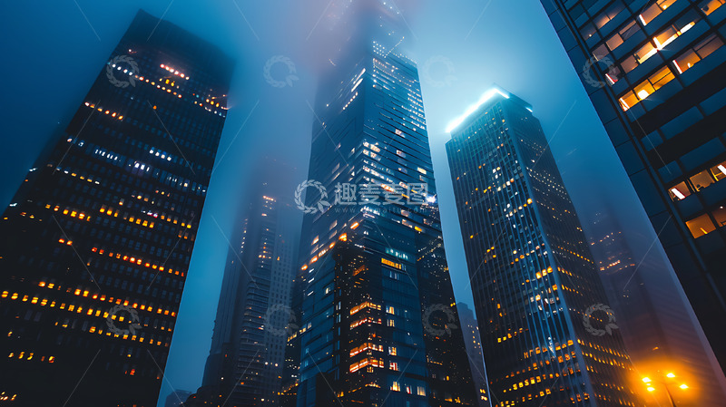 高清大图下载【趣麦麦图】摩天大楼CBD商务区摄影