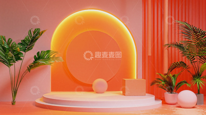 高清大图下载【趣麦麦图】展台背景植物暖色调壁纸场景