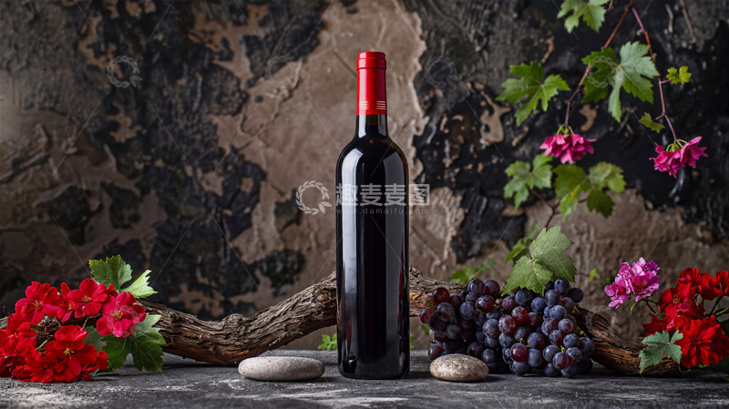 高清大图下载【趣麦麦图】红酒葡萄酒植物静物场景