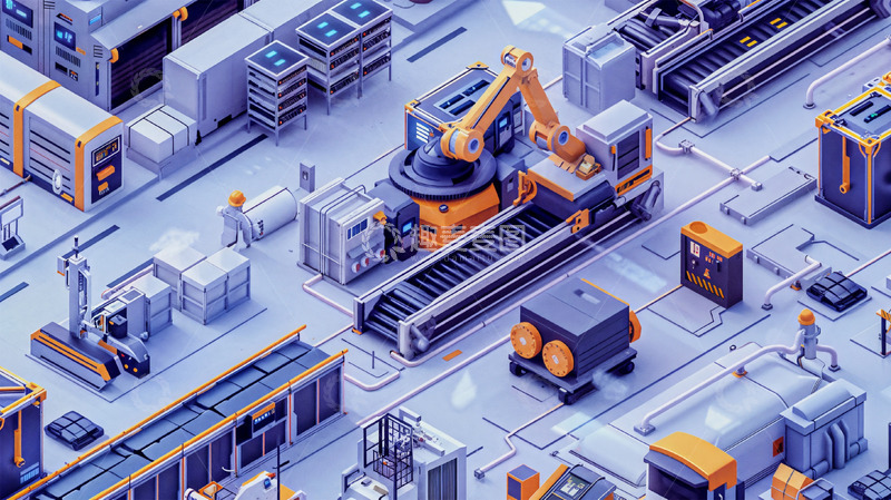 高清大图下载【趣麦麦图】3D建模物流科技运输场景