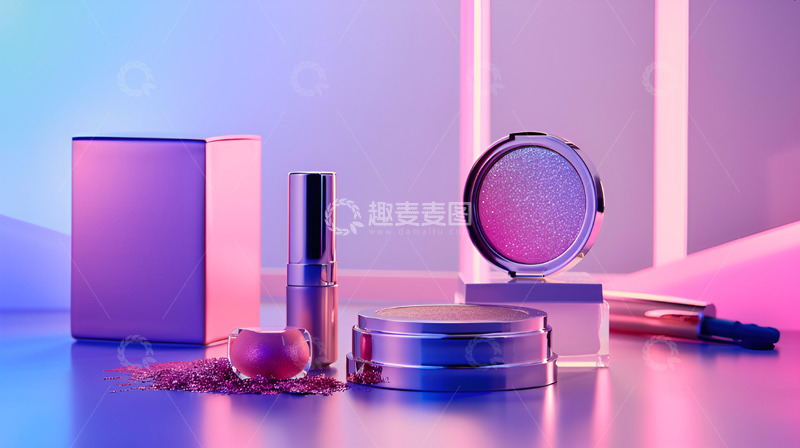 高清大图下载【趣麦麦图】化妆品口红产品紫色静物场景