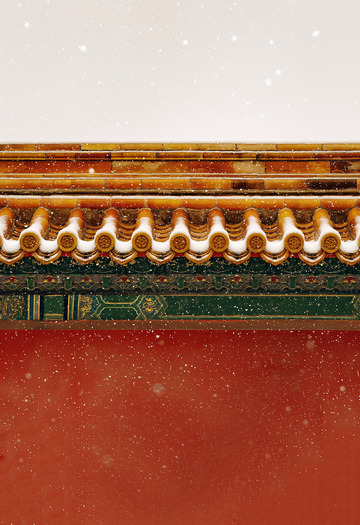 雪天故宫红墙AI摄影图