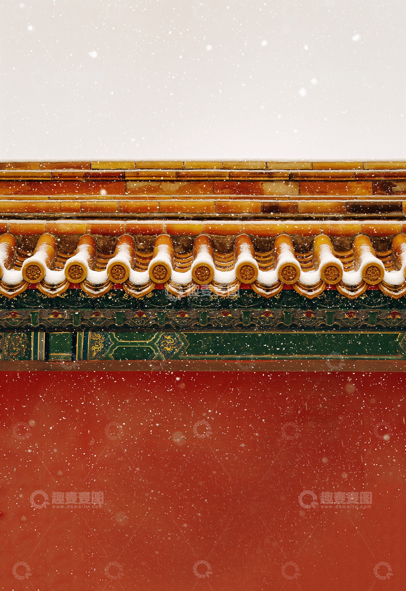 高清大图下载【趣麦麦图】雪天故宫红墙AI摄影图