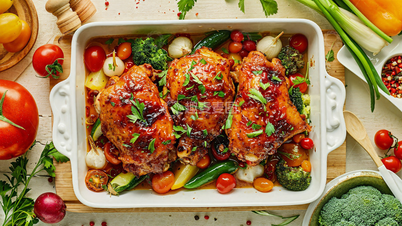 高清大图下载【趣麦麦图】美食食物肉蔬菜俯视场景