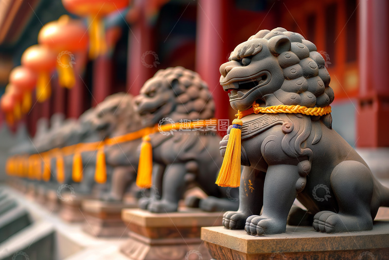 高清大图下载【趣麦麦图】护院石狮子高清AI摄影图素材