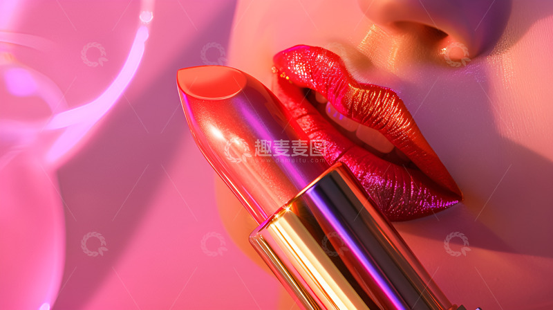 高清大图下载【趣麦麦图】口红化妆品嘴唇红色产品场景