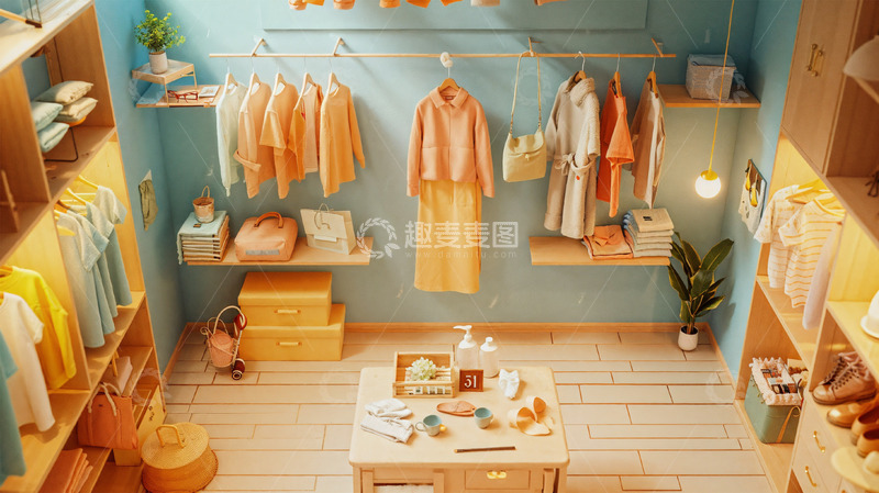 高清大图下载【趣麦麦图】3d建模购物衣服电商商品场景