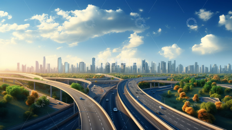 高清大图下载【趣麦麦图】高速公路立交桥俯视图