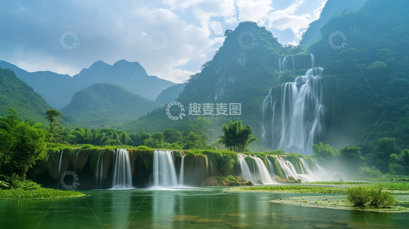 高清大图下载【趣麦麦图】岩石瀑布石头水流