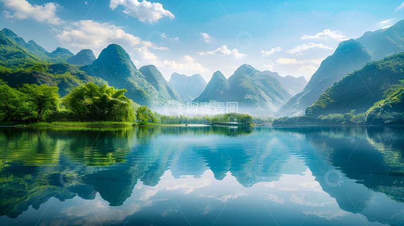 高清大图下载【趣麦麦图】山水风景场景倒影蓝天白云壁纸