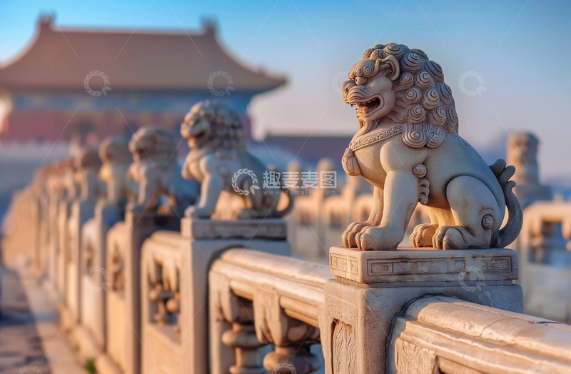 高清大图下载【趣麦麦图】石狮石桥古建筑桥梁AI摄影图