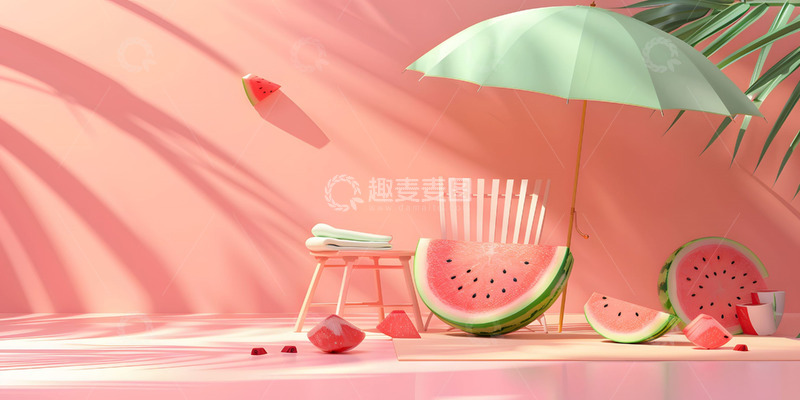 高清大图下载【趣麦麦图】夏天粉色清凉背景