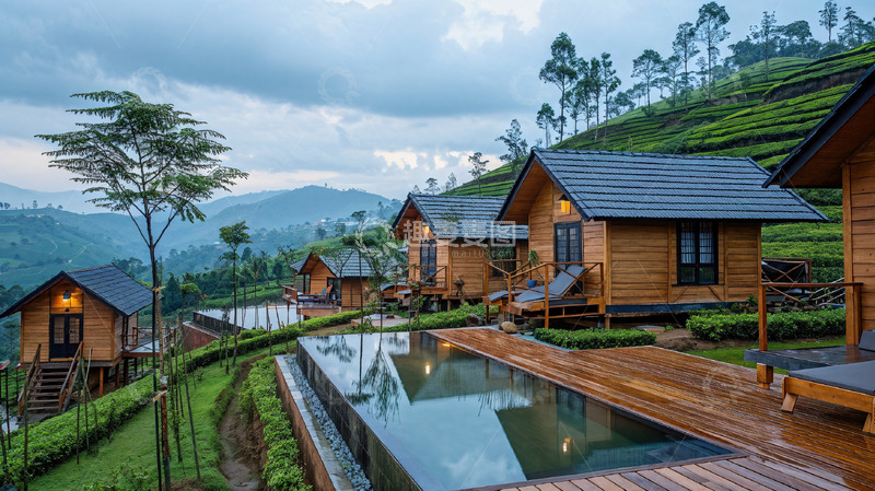 高清大图下载【趣麦麦图】山木屋度假休闲风景美景场景