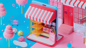 电商小店购物建模3d场景壁纸