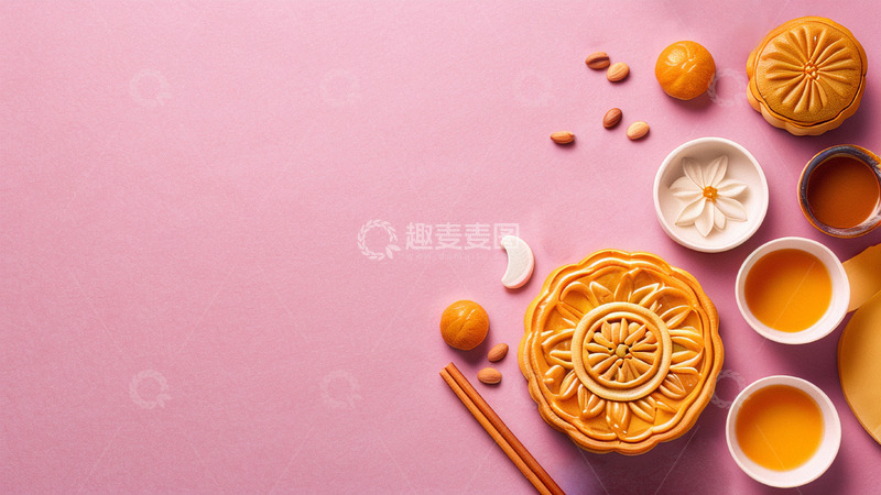 高清大图下载【趣麦麦图】中秋节月饼背景