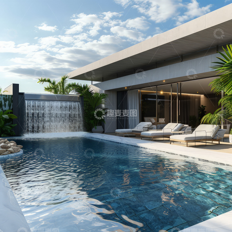 高清大图下载【趣麦麦图】度假村游泳池