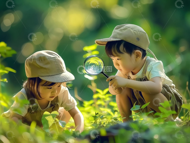 高清大图下载【趣麦麦图】儿童户外探索夏令营AI摄影图