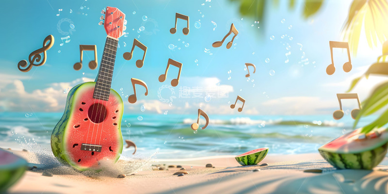 蓝色大海创意吉他