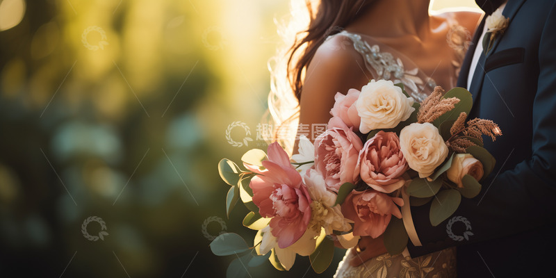 高清大图下载【趣麦麦图】手拿捧花的新娘