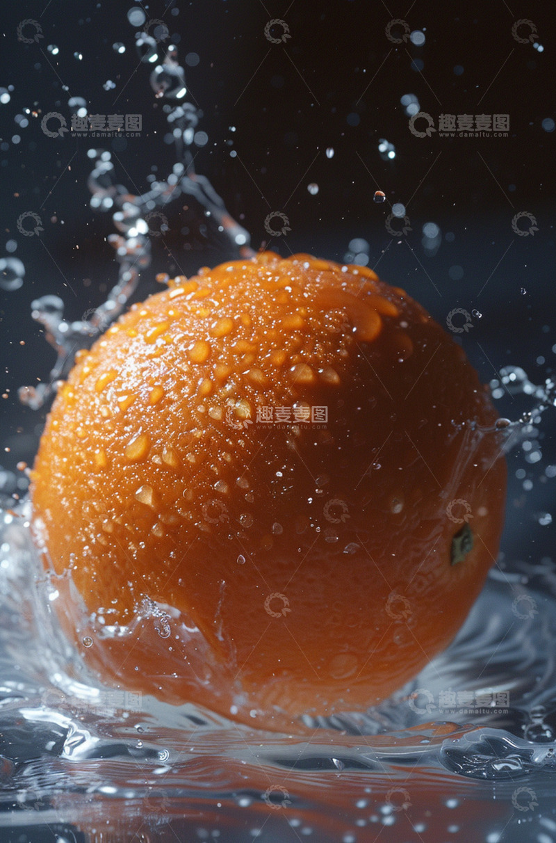 高清大图下载【趣麦麦图】黑色背景新鲜橘子