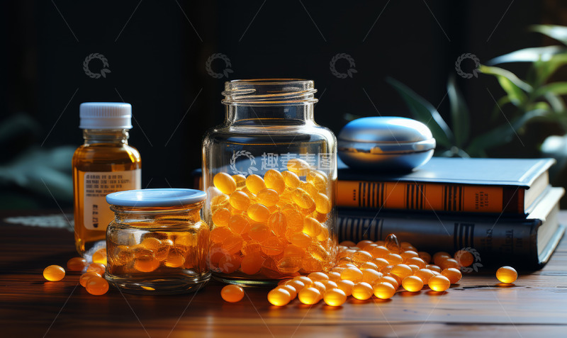 高清大图下载【趣麦麦图】黄色鱼肝油胶囊