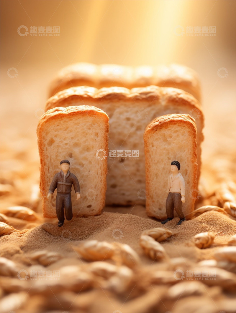 高清大图下载【趣麦麦图】光影面包人物微缩景观