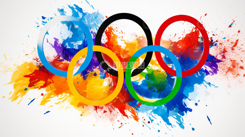高清大图下载【趣麦麦图】奥运五环泼墨背景