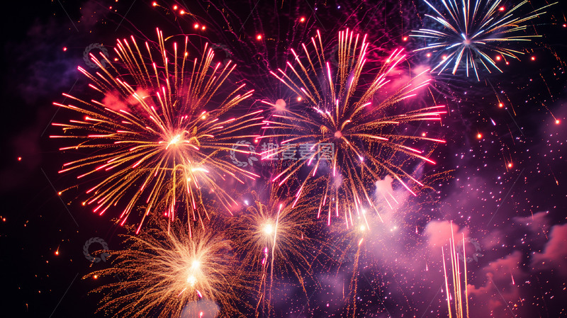 高清大图下载【趣麦麦图】夜晚天空的烟花