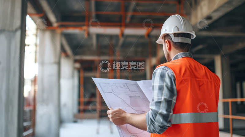 高清大图下载【趣麦麦图】施工现场建筑工人