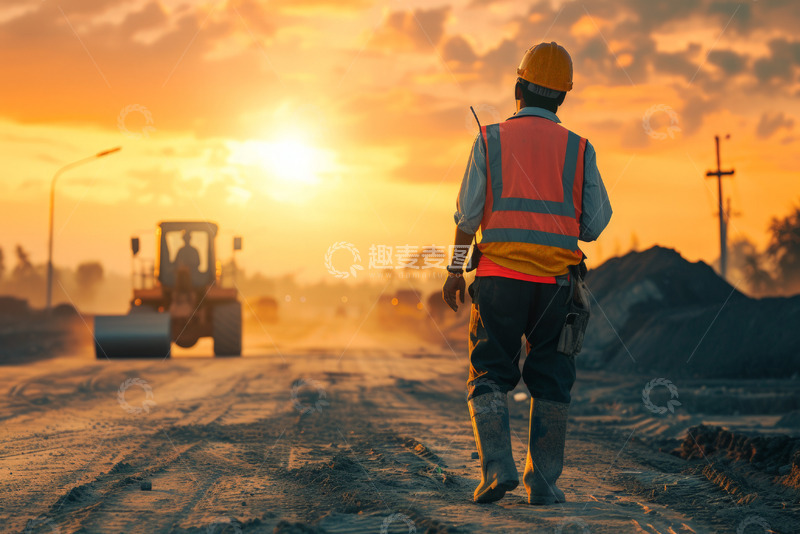 高清大图下载【趣麦麦图】工地人物背影