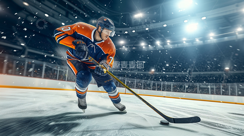 高清大图下载【趣麦麦图】持棍冰球运动员