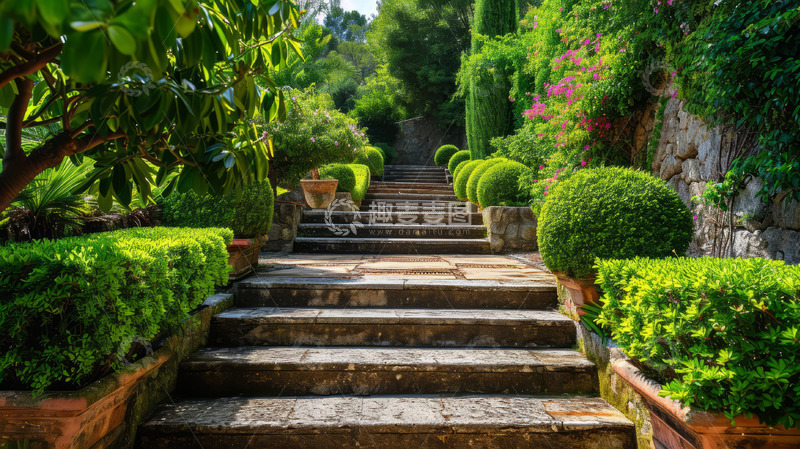 高清大图下载【趣麦麦图】公园楼梯景色