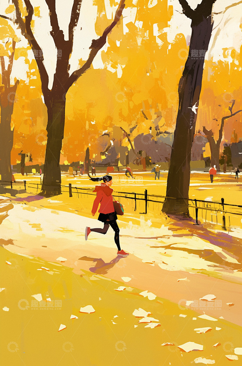 高清大图下载【趣麦麦图】秋天城市公园场景